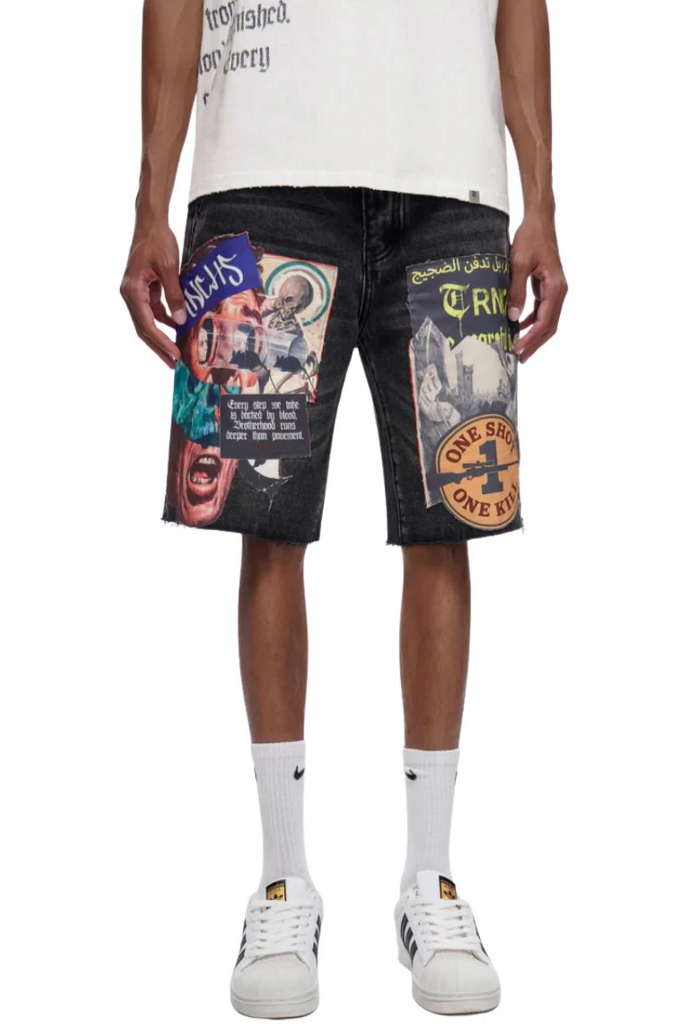 TRNCHS | Collage Wash Denim Shorts - Image 2