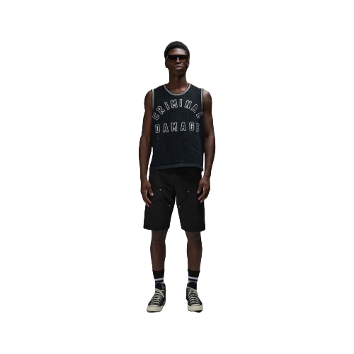 CRIMINAL DAMAGE VARSITY CROCHET VEST