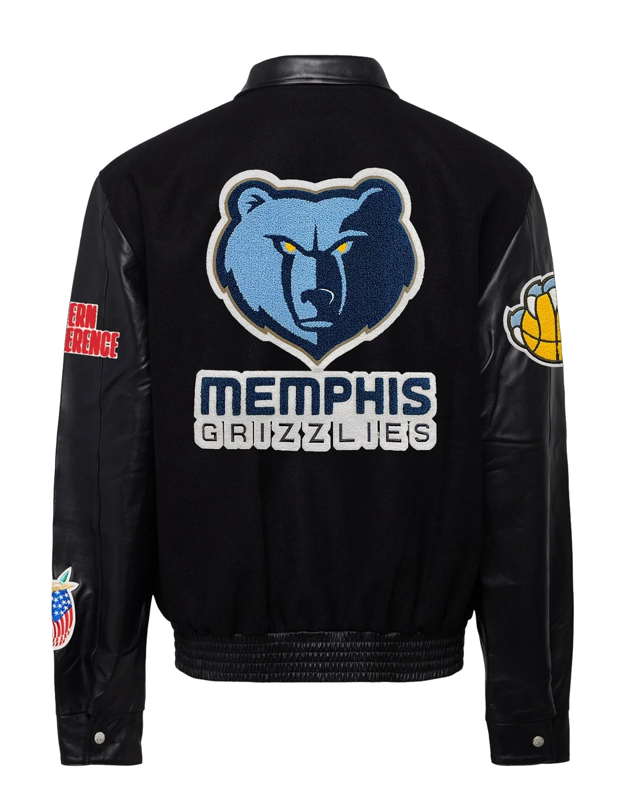 MEMPHIS GRIZZLIES WOOL & LEATHER JACKET Black - Image 2