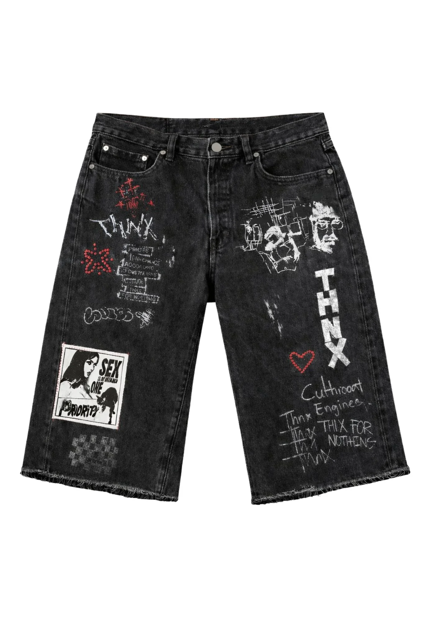 THNX FOR NOTHING | Lovers Black Denim Jorts