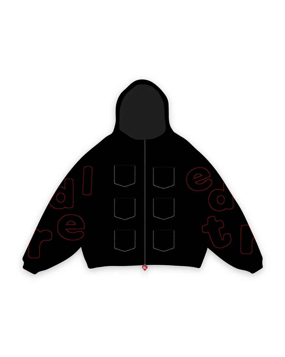RED LETTERS Just Pockets Scattered Zip Up