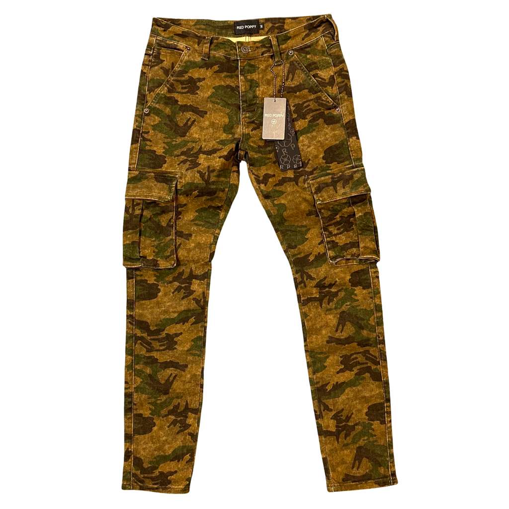 Red Poppy Skinny Denim Cargo Pants - Camouflage - Image 2