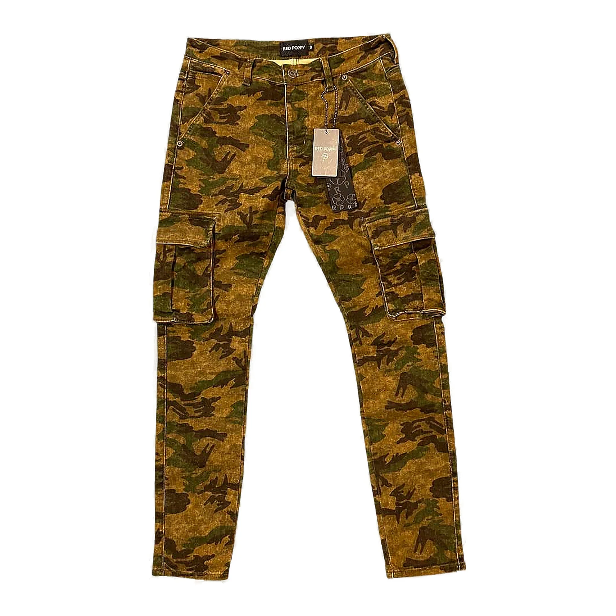 Red Poppy Skinny Denim Cargo Pants - Camouflage - Image 3