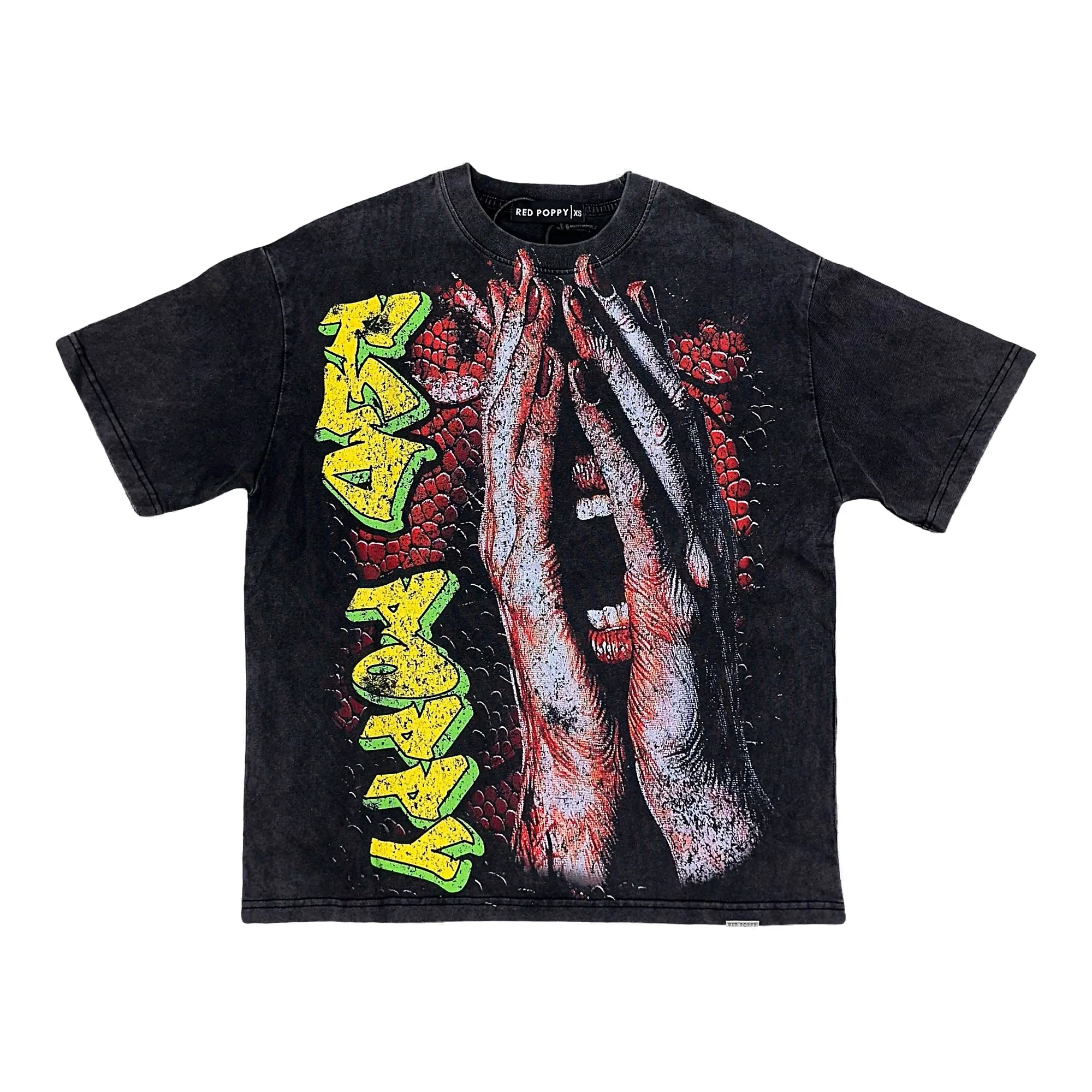 Red Poppy T-Shirt - Black